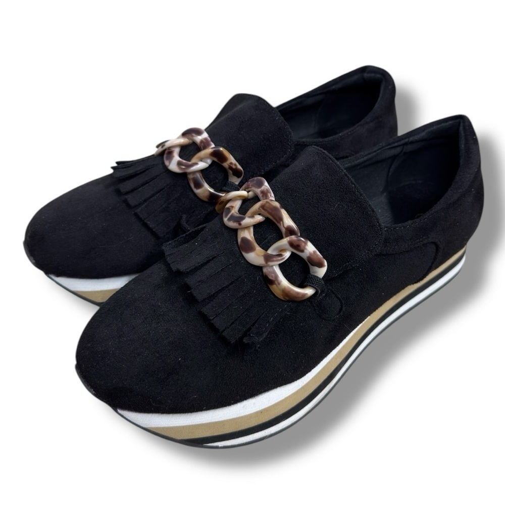 Coconuts By Matisse Footwear Bess Platform Loafers Size 7 Black Fringe